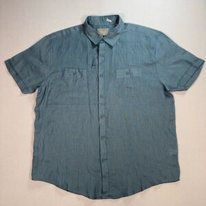 NEW Bruno Linen Shirt Men's‎ XL Dusty Teal Pockets Button Up Resort Vacation